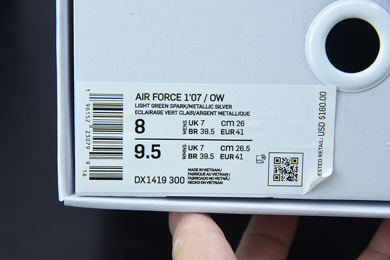 nike of x air force 1 low “light green spark” dx1419-300
