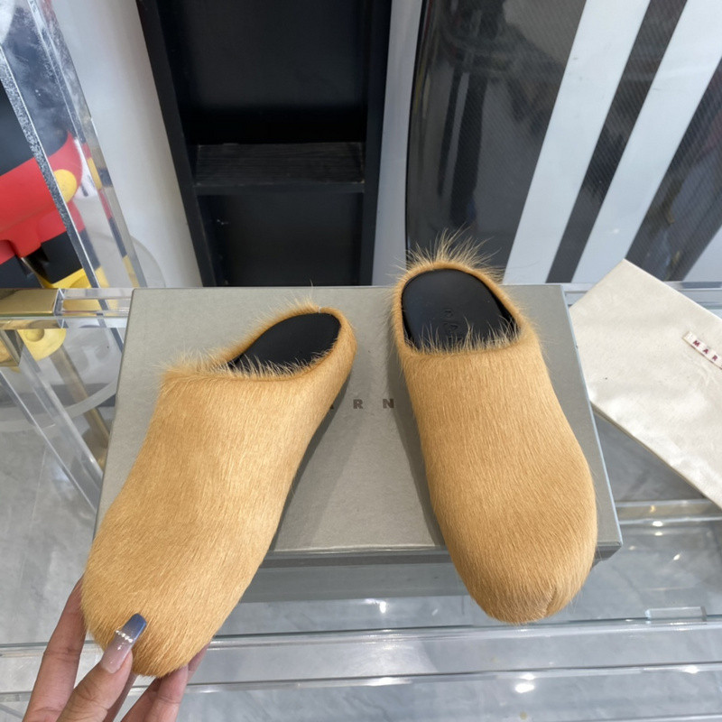 marni calf hair slippers